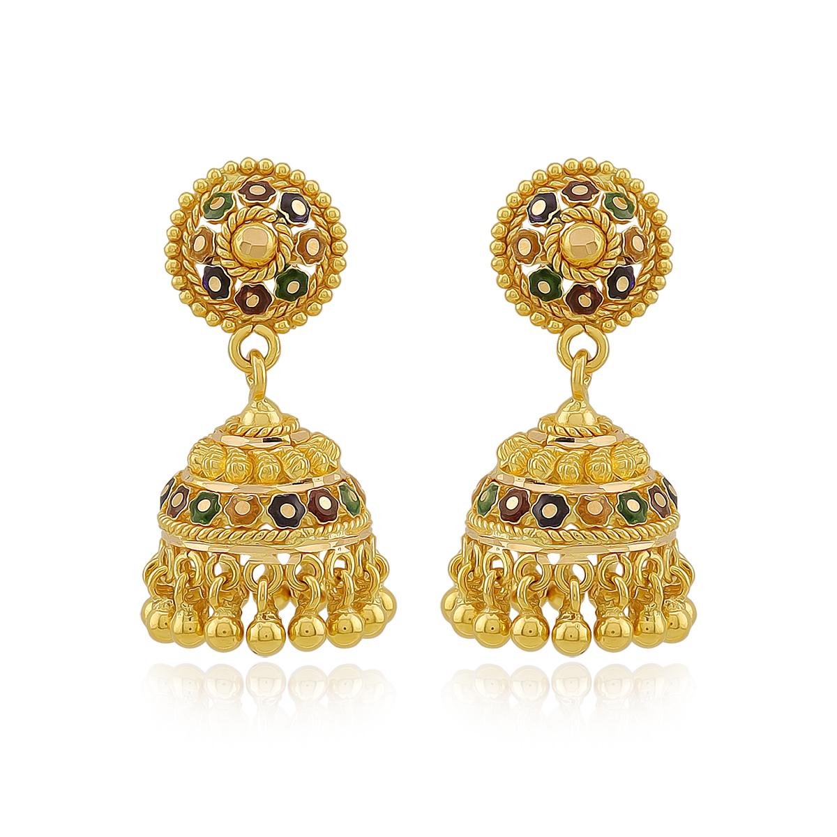 Meenakari Gold Jhumka Earrings Image