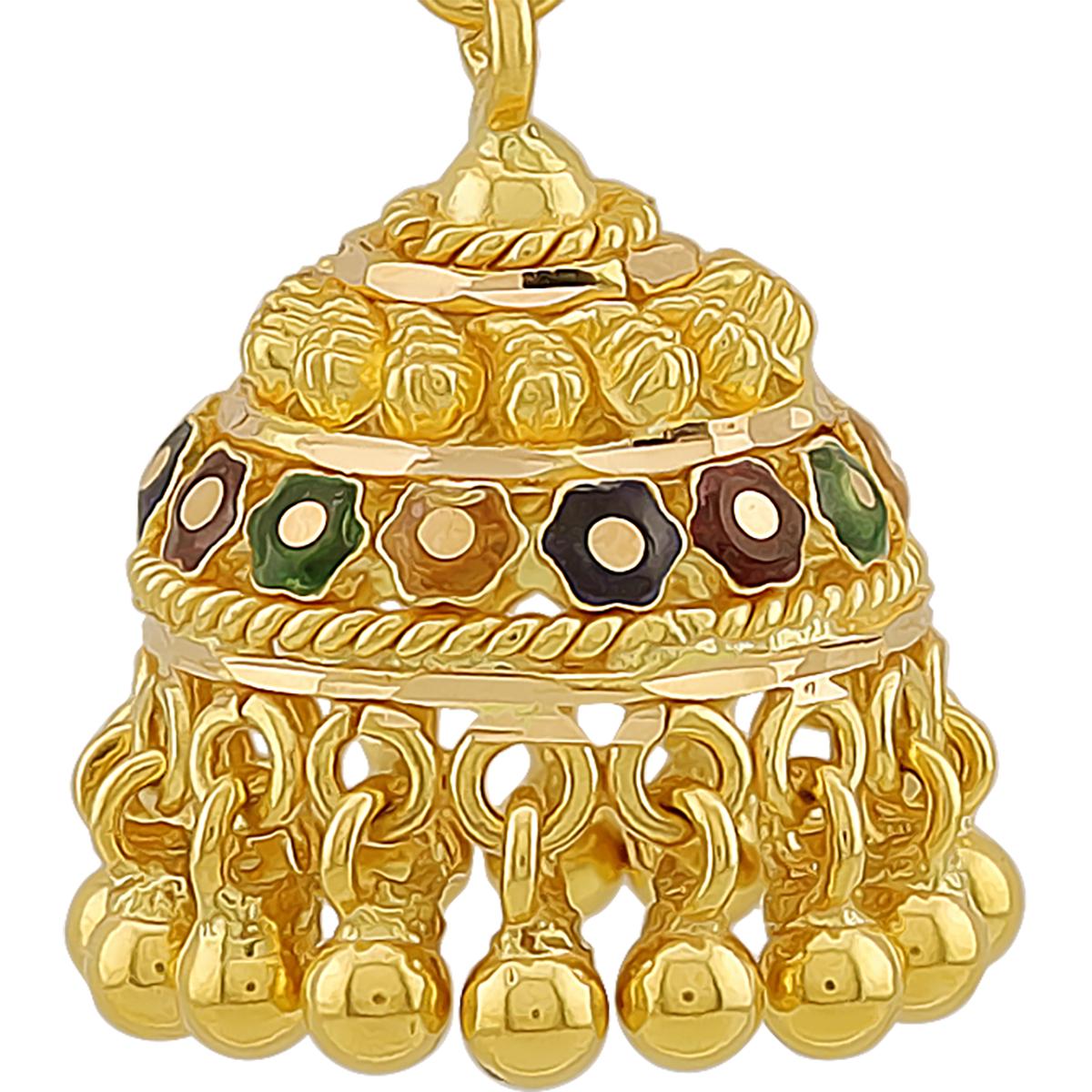 Meenakari Gold Jhumka Earrings