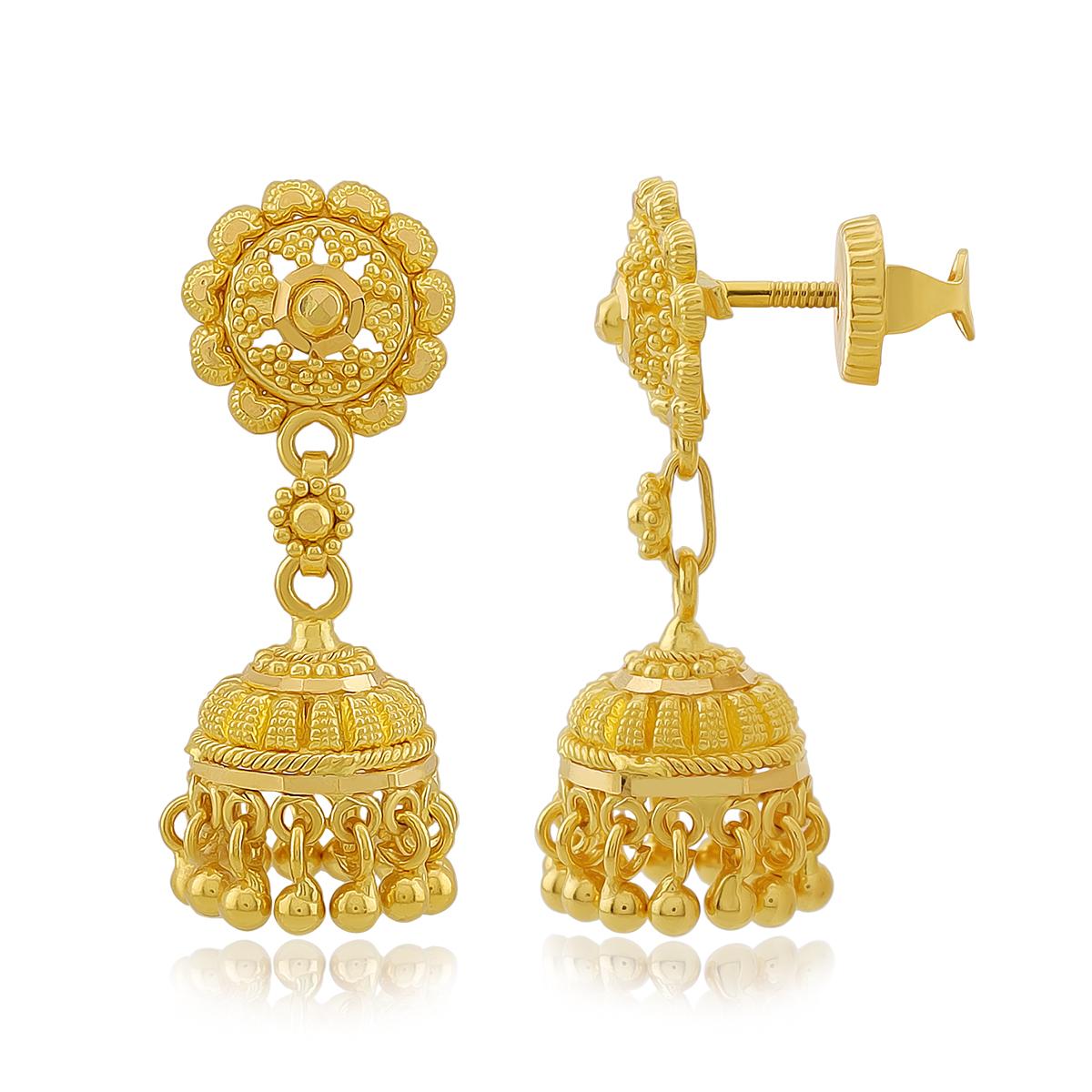 Classic 22ct Gold Bell Jhumka Earrings