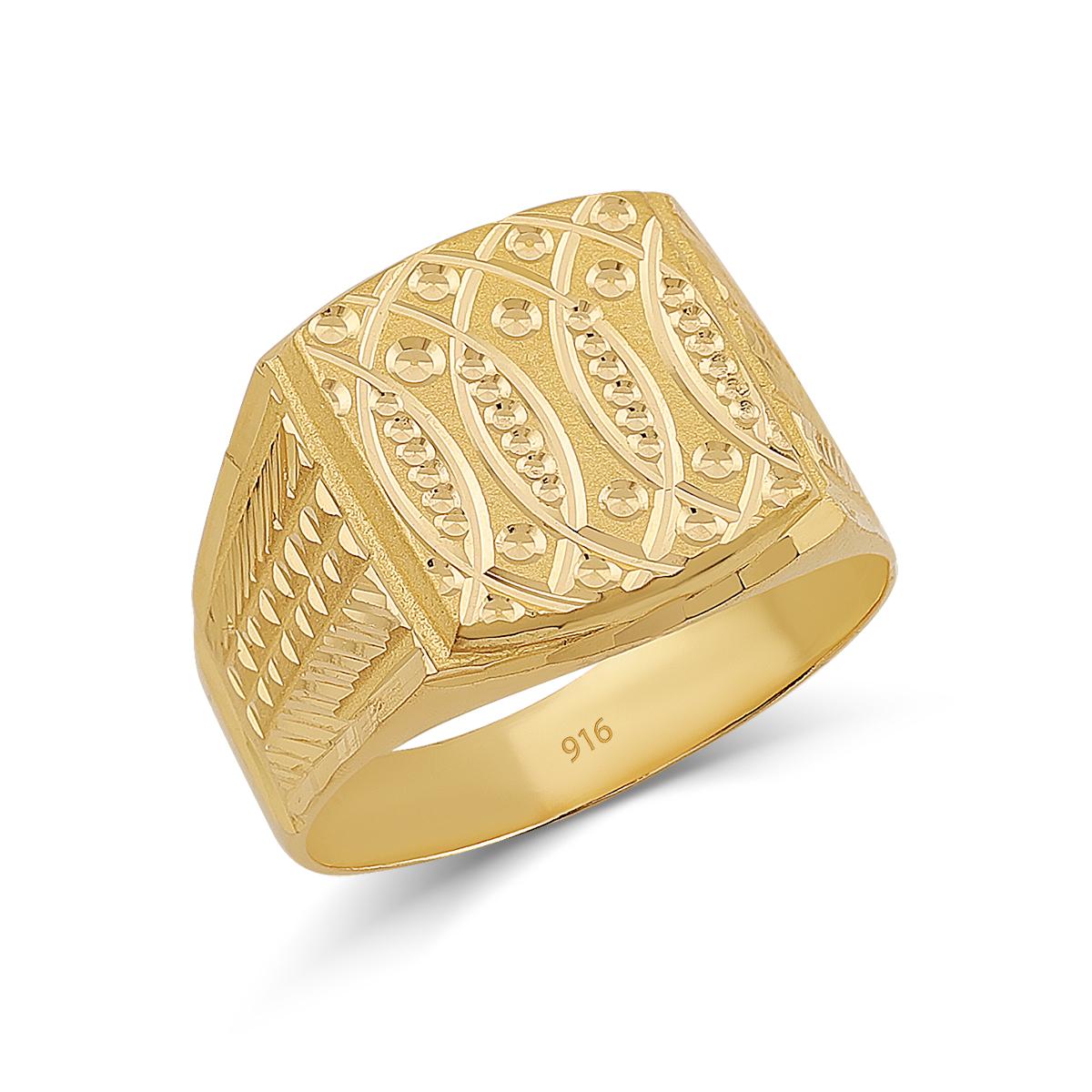 Diamond Cut 22ct Gold Men’s Ring Image