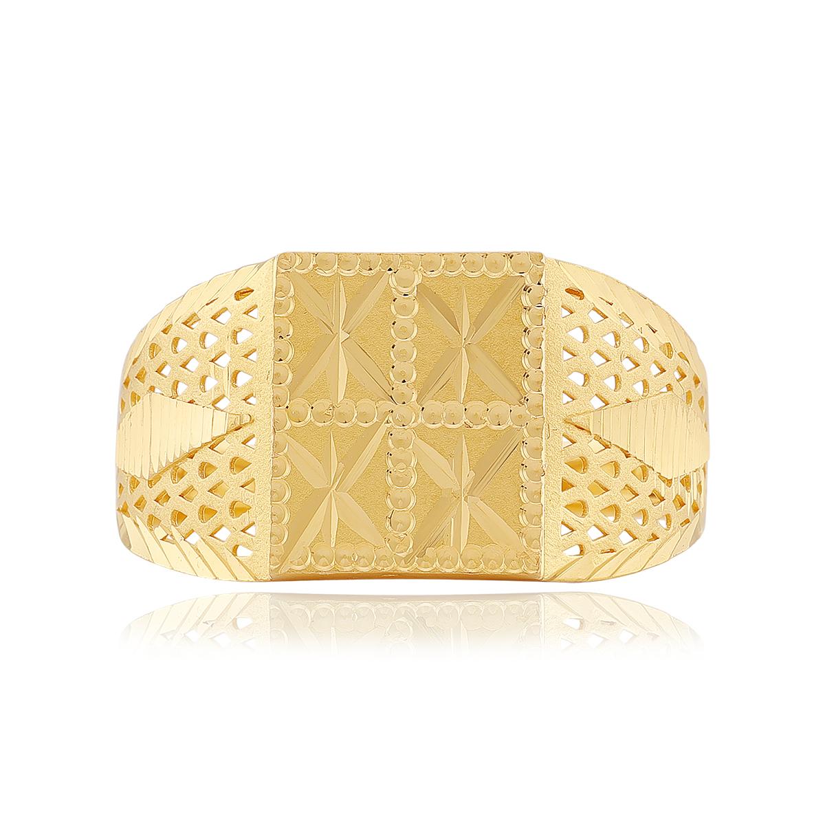 22ct Gold Diamond Cut Gents Ring