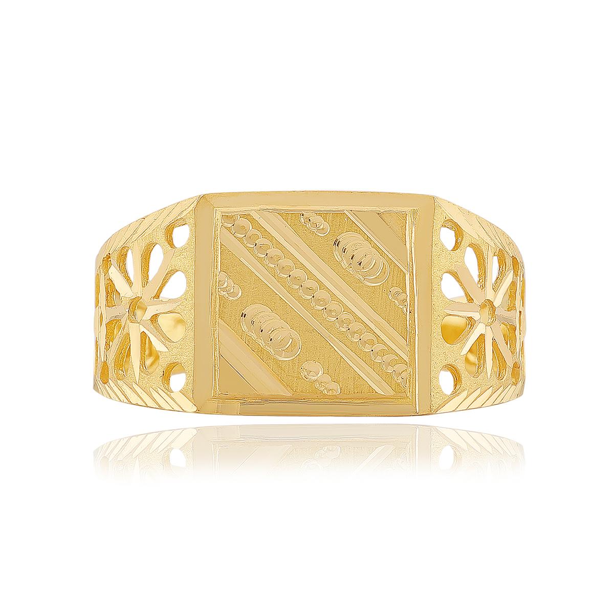 22ct Gold Patterned Gents Ring