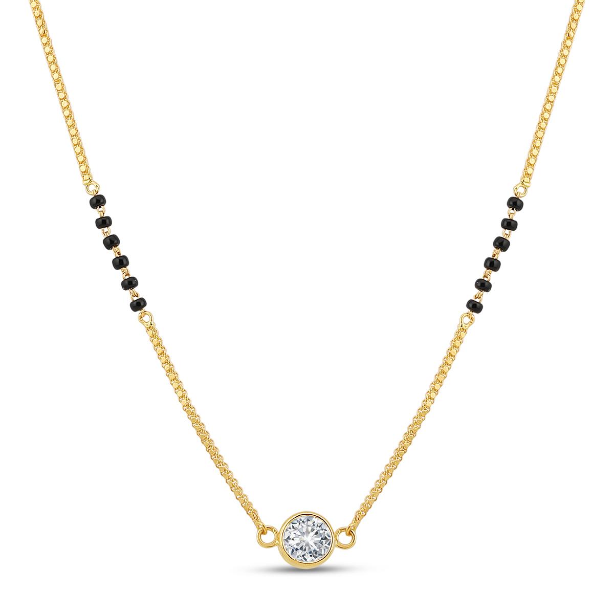 Round Solitaire 22ct Gold Mangalsutra Chain