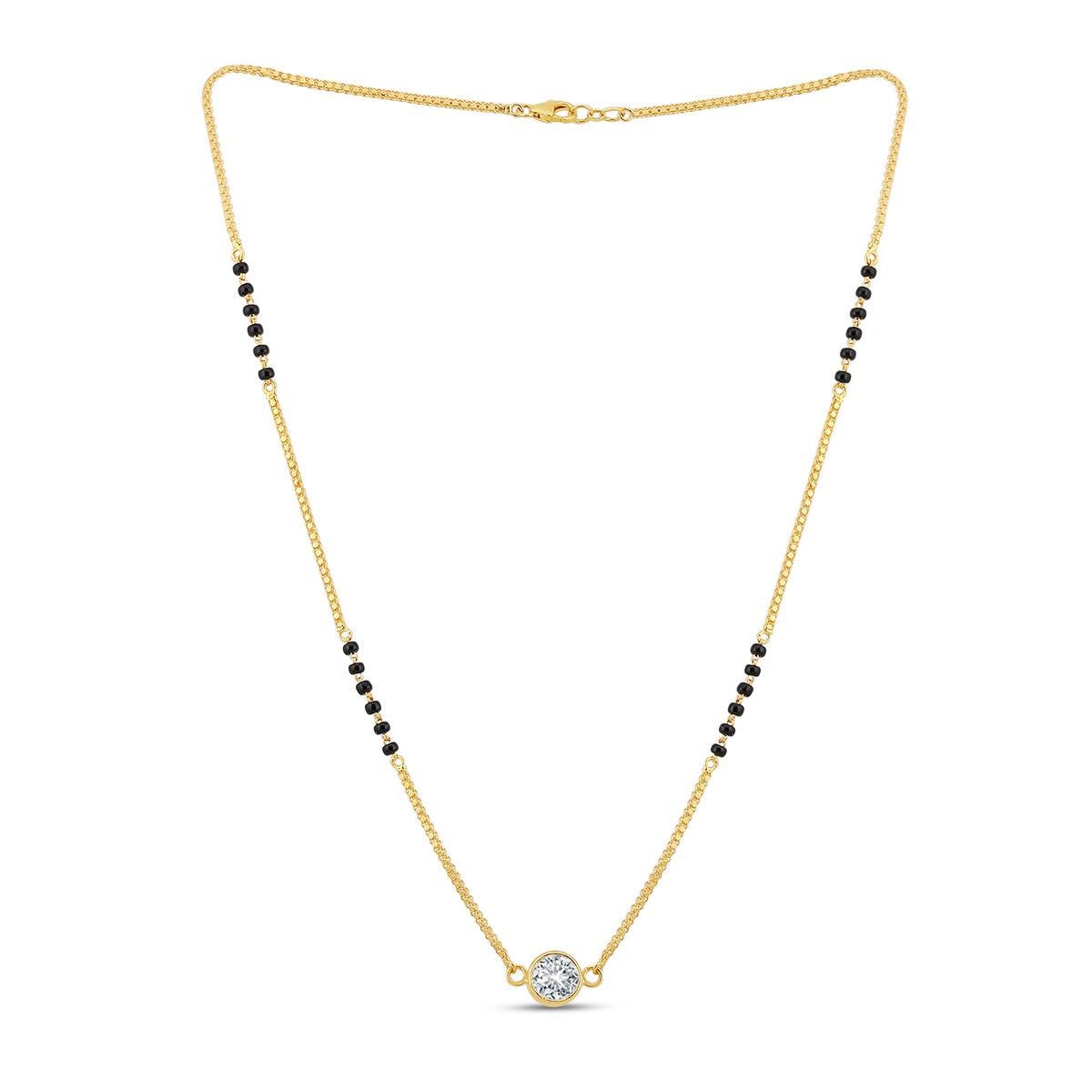 Round Solitaire 22ct Gold Mangalsutra Chain Image