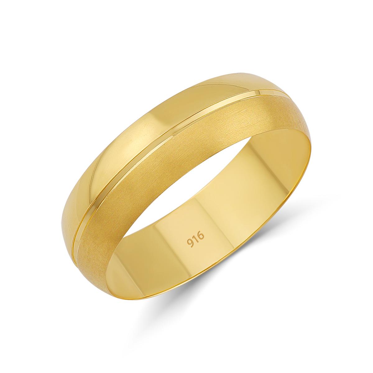 22ct Gold 2 Polish Band Ring 6mm Image