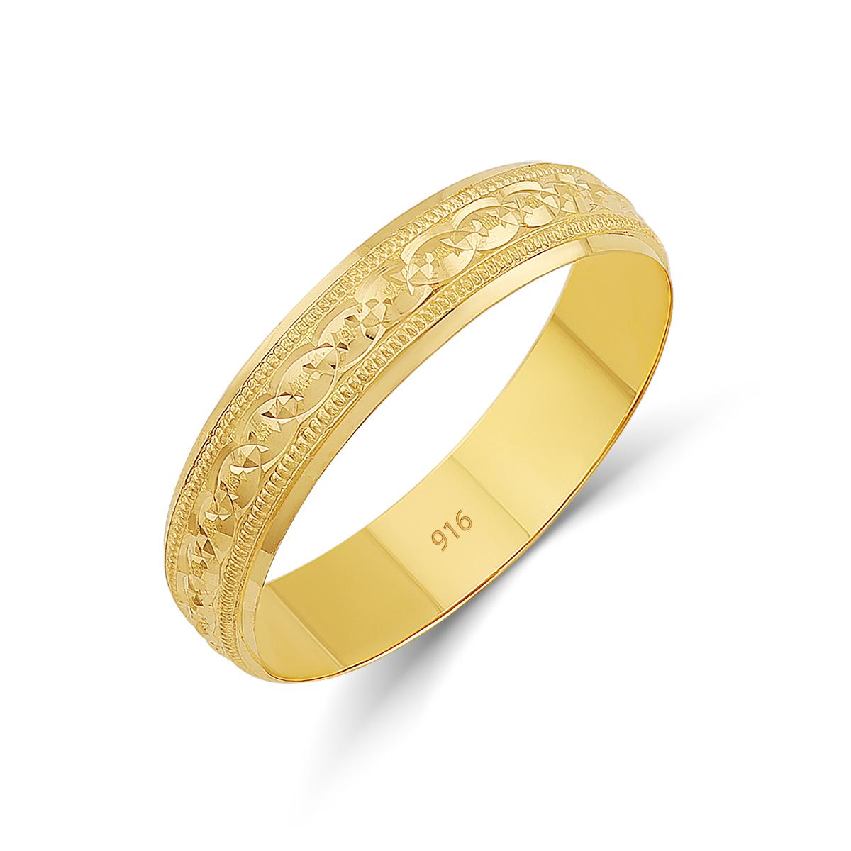 Diamond Cut 22ct Gold Band Ring 4.5mm Image