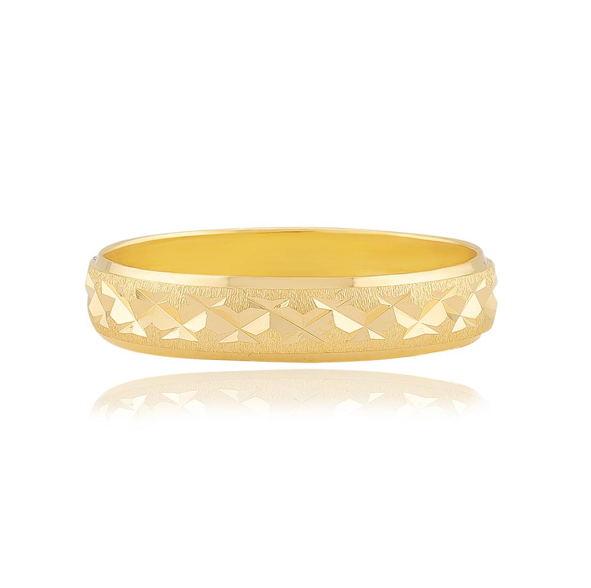 22ct Gold Geometric Band Ring 4mm