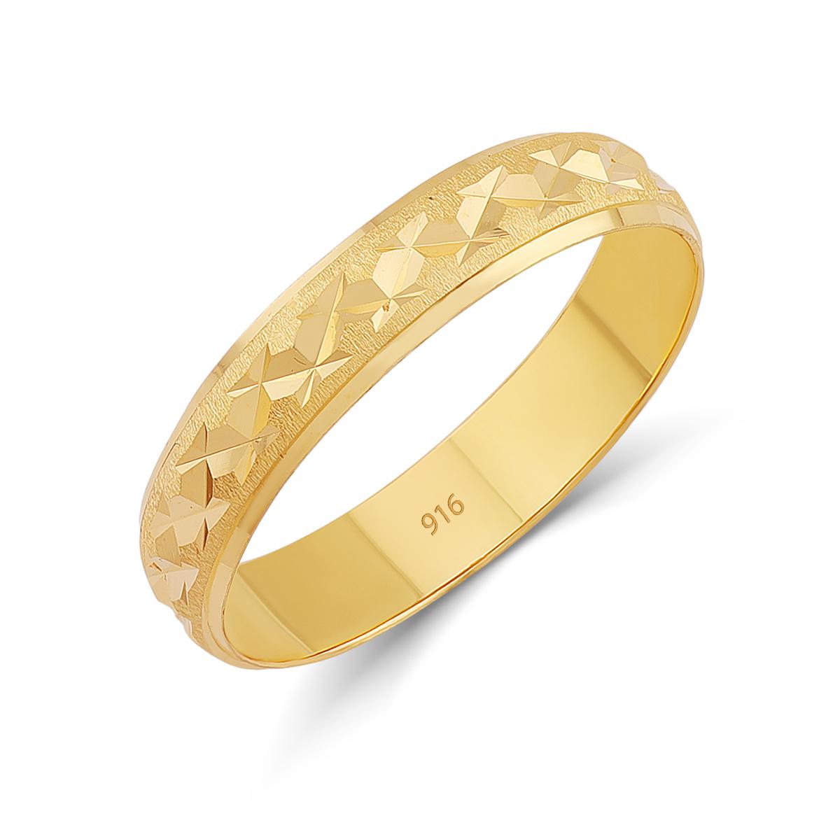 22ct Gold Geometric Band Ring 4mm