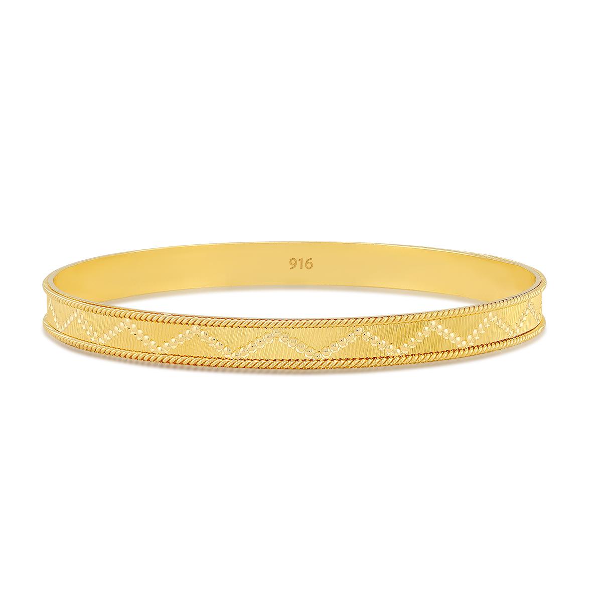 Zigzag Milgrain Boarder Bangle 22ct 6mm