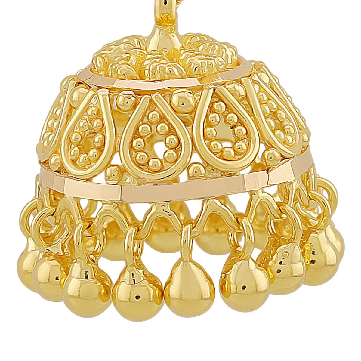 Intricate 22ct Gold Drop Jhumka Earrings